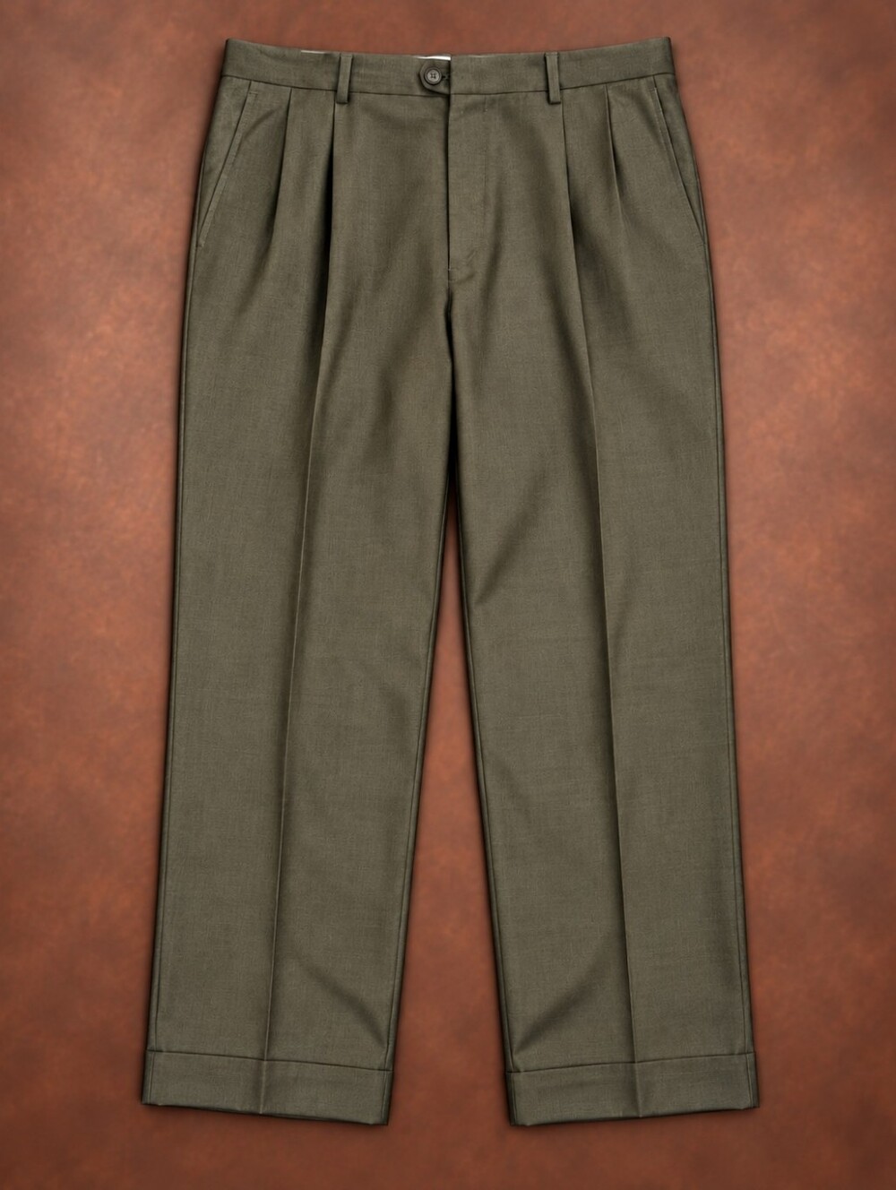 Pronto Uomo Brown Pleated Wool Dress Pants Men’s 40 Cuffed Lined